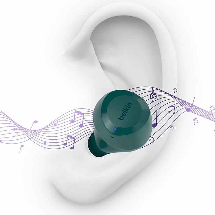 Belkin Écouteurs Sans Fil Bluetooth 5.2 Commandes Tactiles Double Microphone Vert foncé pas cher