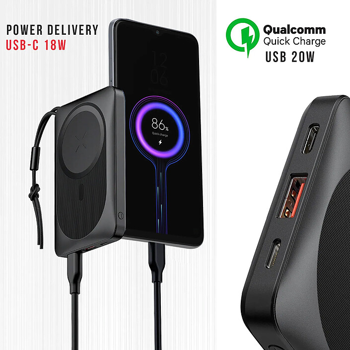 Swissten Powerbank MagSafe pour Smartphone 10 000mAh Power Delivery 18W Quick Charge 20W Noir pas cher