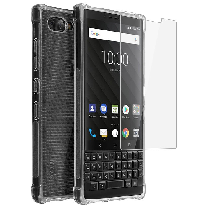 iMak Imak Coque BlackBerry KEY2 Coque Silicone Souple + Film Flexible Transparent