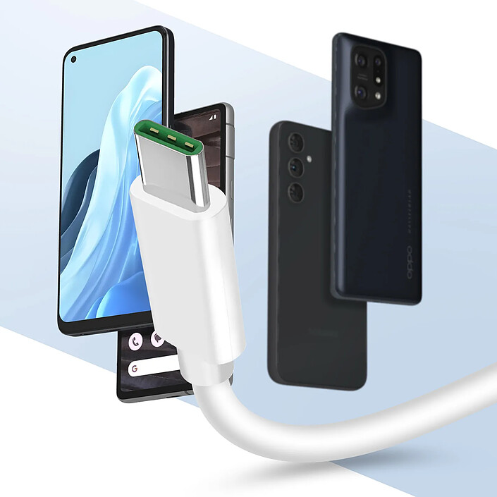 Avis Oppo Câble USB vers USB-C Original Oppo DL129 VOOC 65W Blanc 1m
