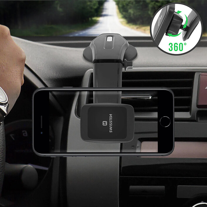 Swissten Support Voiture Magnétique pour Smartphone / Tablette sur Tableau de Bord Noir pas cher
