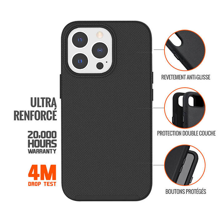 Avis Eiger Coque pour iPhone 14 Pro Rigide avec 2 Couches Ultra-Renforcée Anti-Chute 4M Noir