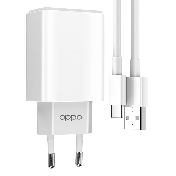 Oppo Chargeur officiel Oppo USB 10W avec Câble USB vers USB C Blanc