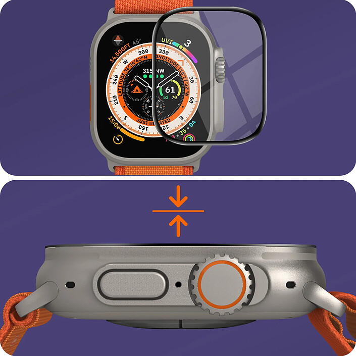 Avis iMak Verre Organique pour Apple Watch Ultra 49mm Protection Écran Noir