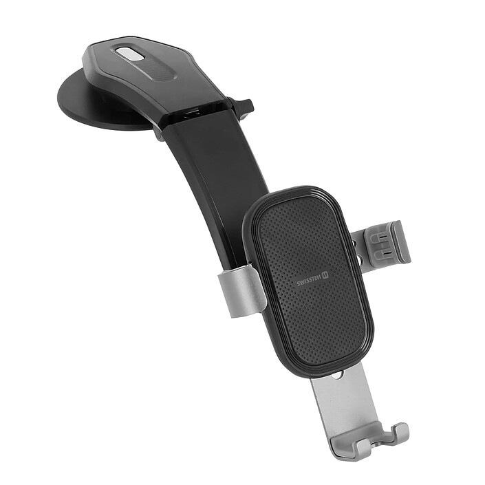 Swissten Support Voiture Téléphone Tableau de Bord Ventouse Gravité Noir