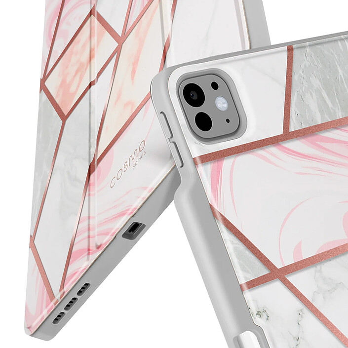 Supcase Étui pour iPad Pro 13 2024 Protection intégrale avec Rabat Support Blanc / Rose pas cher
