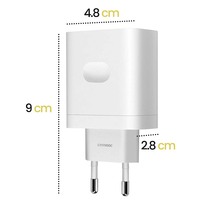 Acheter Oppo Chargeur Oppo USB SuperVOOC 33W avec Câble USB vers USB-C Blanc