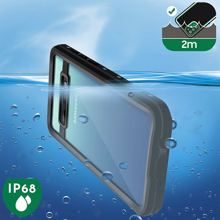 Avis Redpepper Coque pour Samsung Galaxy S10 Bi-matière Waterproof 2m Film Écran Noir