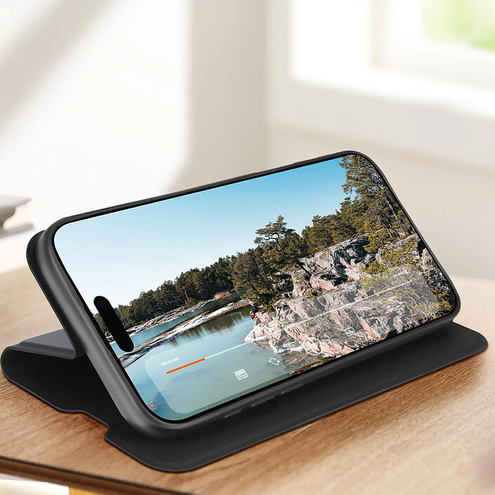 Avizar Étui pour iPhone 16 Pro Max Soft touch Porte-carte Support Vidéo Bleu nuit pas cher