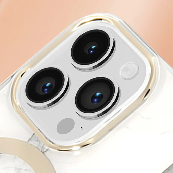 Acheter Guess Bundle Coque pour iPhone 14 Pro Motif Marbré et Chargeur Sans Fil Qi Magsafe 15W Blanc