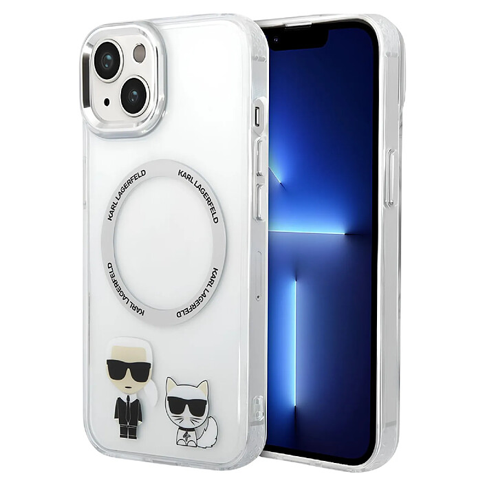 Karl Lagerfeld Coque Magsafe pour Apple iPhone 14 Plus TPU Ring Karl & Choupette Transparent