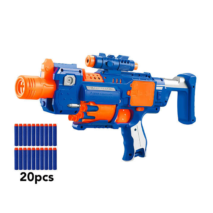 Avizar Pistolet mitrailleur à fléchettes en mousse  - Modèle Compressor Bleu