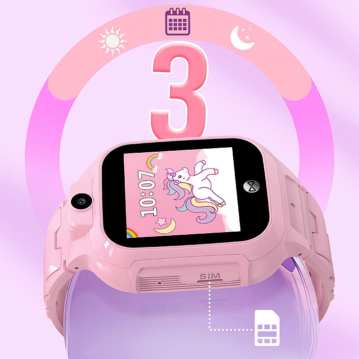 Forever Montre Connectée WiFi Enfant avec carte SIM Appels vidéo et GPS Rose pas cher