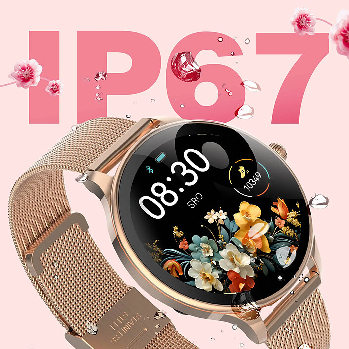 Avis Forever Montre Connectée Femme avec Bracelet en maille Élégante inoxydable Rose champagne