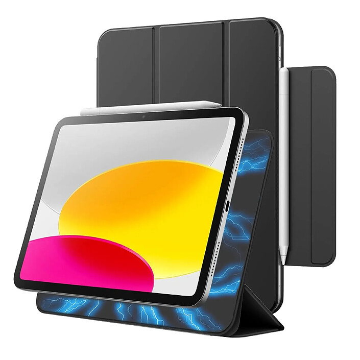 Evetane Etui iPad Fixation Magnétique Noir pour iPad 10e Génération (2022) 10.9' et iPad A16 (2025) 11'