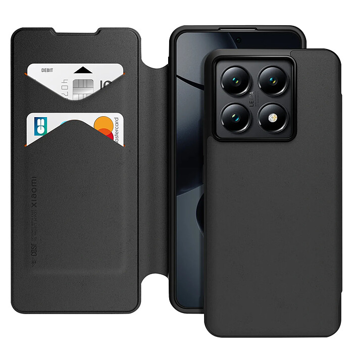Xfm Étui pour Xiaomi 14T Pro Clapet Portefeuille avec Dragonne Noir