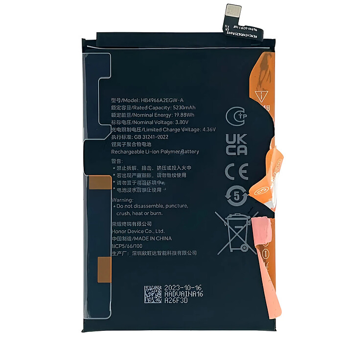 Clappio Batterie interne pour Honor 90 Smart 5230mAh modèle HB4966A2EGW