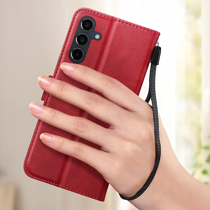 Avizar Étui pour Samsung Galaxy A16 Dragonne Clapet Support Portefeuille Rouge pas cher