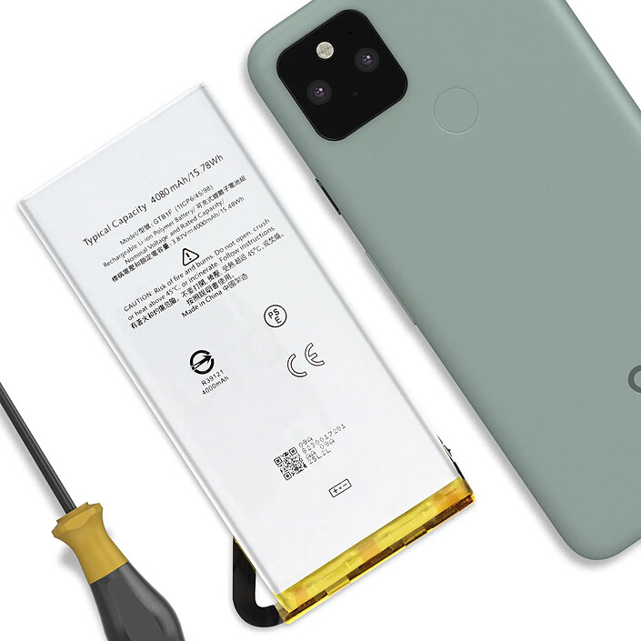 Avis Clappio Batterie interne pour Google Pixel 5 4080mAh modèle GTB1F