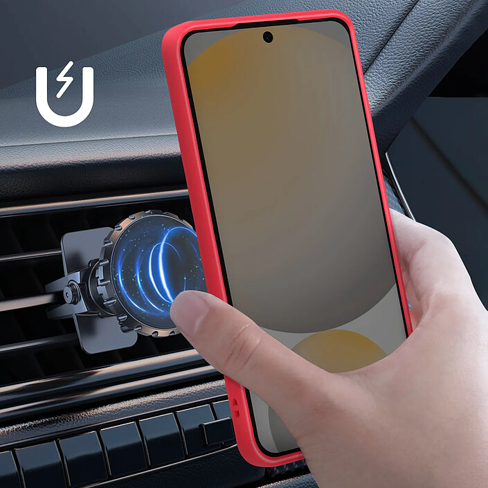 Acheter Avizar Coque pour Samsung Galaxy S24 FE Bague Métallique Support Vidéo Rouge