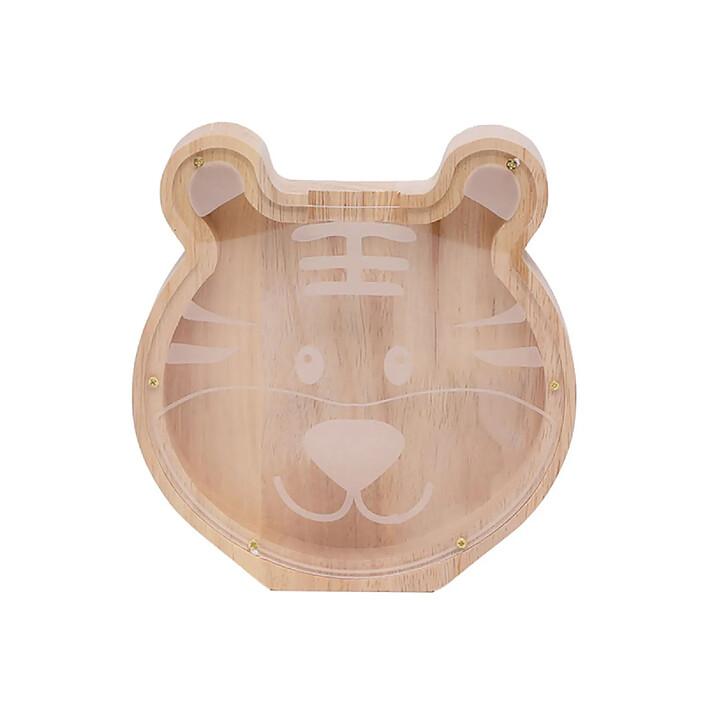Avizar Tirelire en Bois Modèle Tête de Tigre avec une Façade en Plexiglass Beige