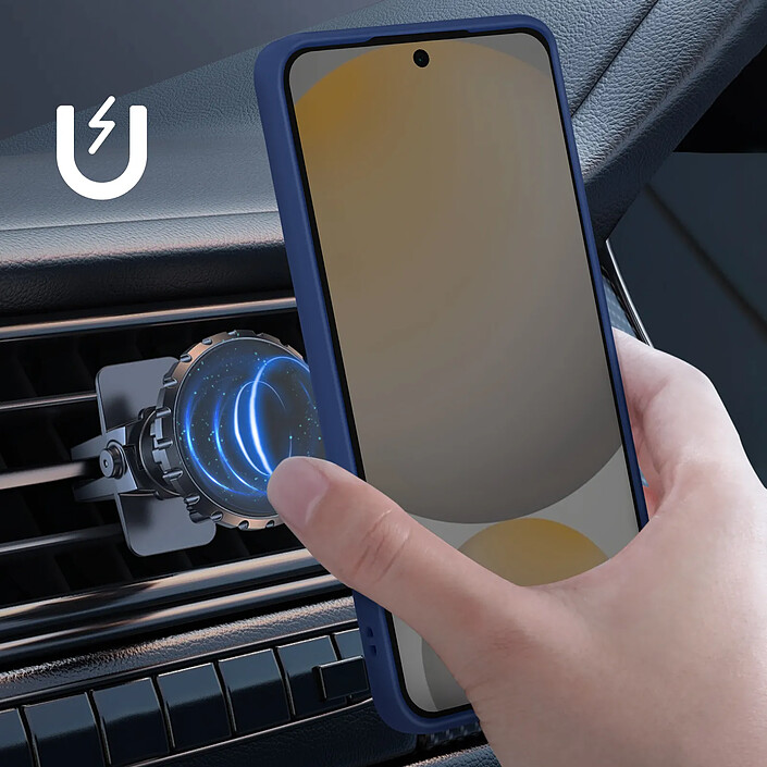 Acheter Avizar Coque pour Galaxy S24 FE Antichoc avec Anneau Magnétique Rotatif Finition Givrée Bleu nuit