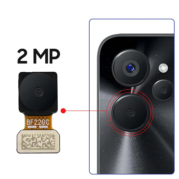 Avis Clappio Caméra Arrière pour Realme 9i 5G et Narzo 50 5G Capteur profondeur 2MP