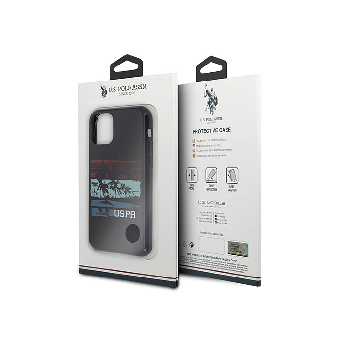 Avis U.S Polo Coque pour Apple iPhone 11 Pro Gamme Tricolor Stripes en TPU Bleu marine