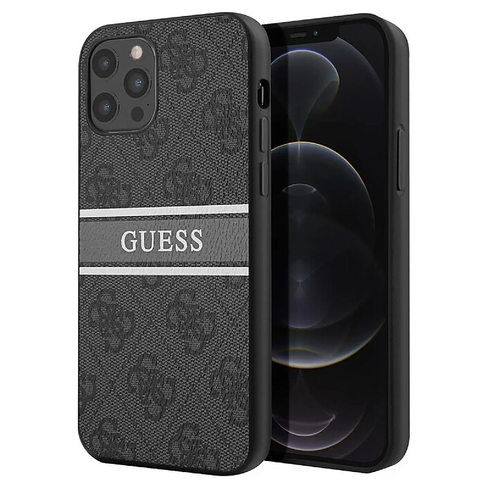 Guess Coque pour Apple iPhone 12 Pro Max Stripe Gris