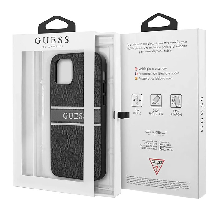 Guess Coque pour Apple iPhone 12 Pro Max Stripe Gris pas cher