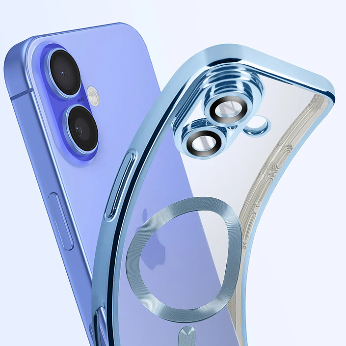 Acheter Avizar Coque MagSafe pour iPhone 16 Silicone Contour Chromé Bleu clair