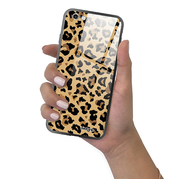 Evetane Coque en verre trempé iPhone 6 Plus / 6S Plus Léopard Beige . pas cher