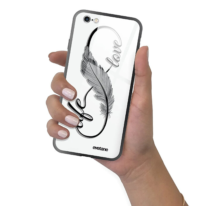Evetane Coque en verre trempé iPhone 6/6S Love Life . pas cher