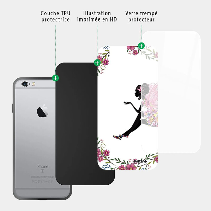 Acheter Evetane Coque en verre trempé iPhone 6 Plus / 6S Plus Fée Fleurale .
