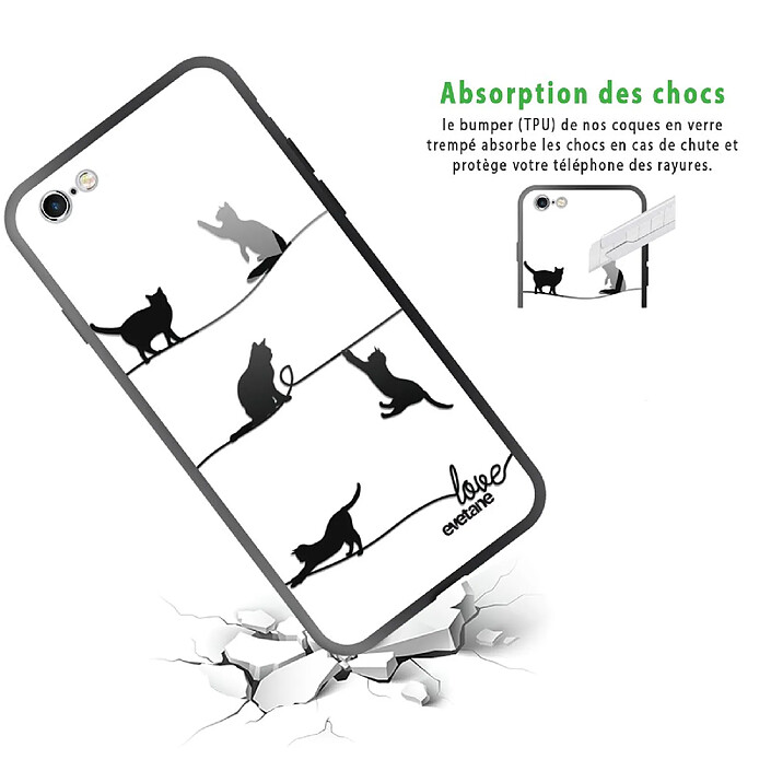 Avis Evetane Coque en verre trempé iPhone 6/6S Chat Lignes .