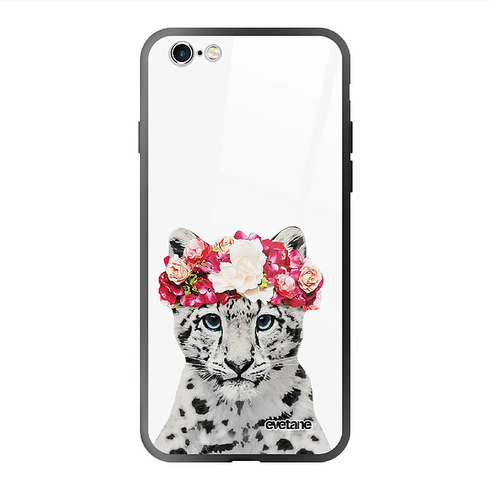 Evetane Coque en verre trempé iPhone 6 Plus / 6S Plus Leopard Couronne .