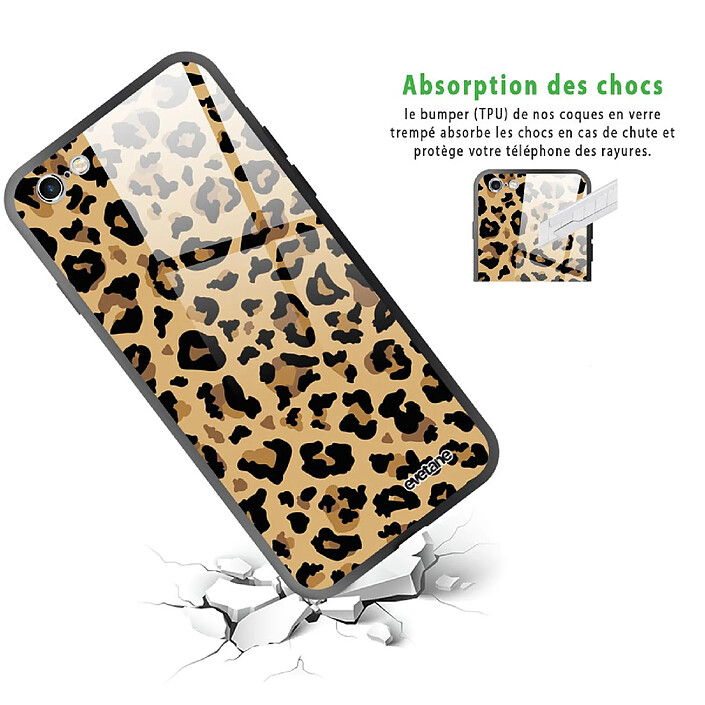 Avis Evetane Coque en verre trempé iPhone 6 Plus / 6S Plus Léopard Beige .