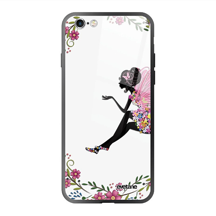 Evetane Coque en verre trempé iPhone 6 Plus / 6S Plus Fée Fleurale .