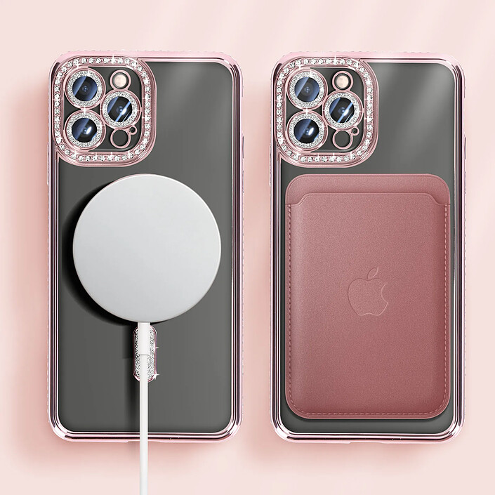 Avizar Coque Diamant pour iPhone 12 Pro Max Protection MagSafe Contour Strass pas cher