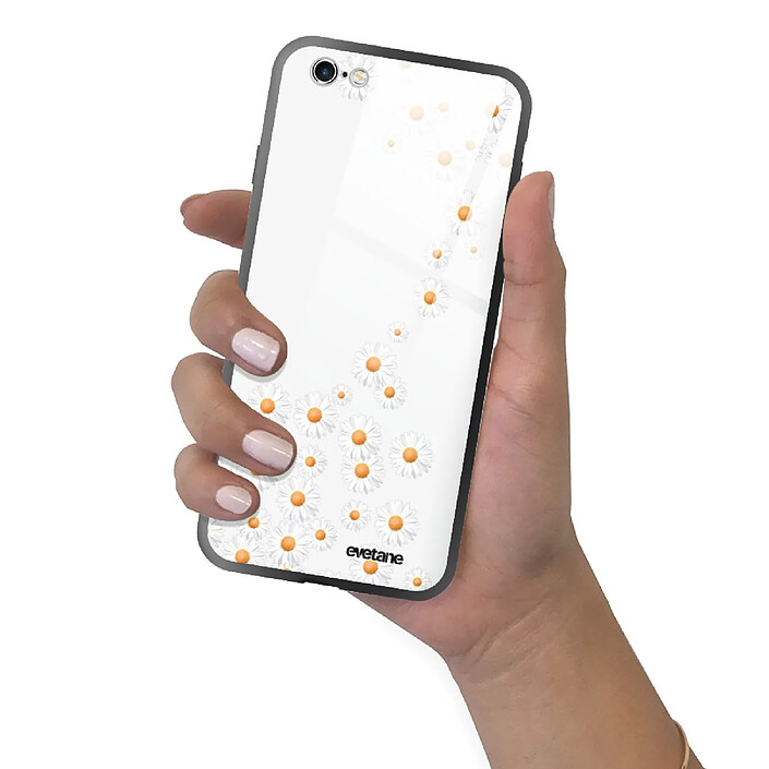 Evetane Coque en verre trempé iPhone 6 Plus / 6S Plus Marguerite . pas cher