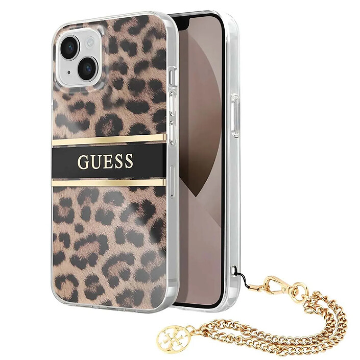 Guess Coque pour Apple iPhone 13 Mini Leopard avec breloque Léopard