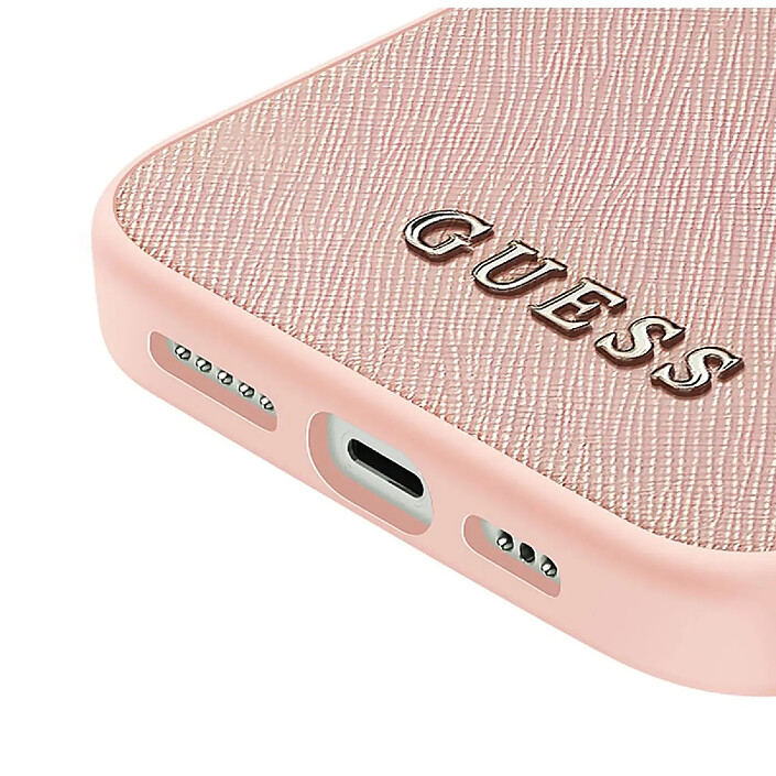 Guess Coque pour Apple iPhone 13 Pro PU Saffiano 4G Rose pas cher