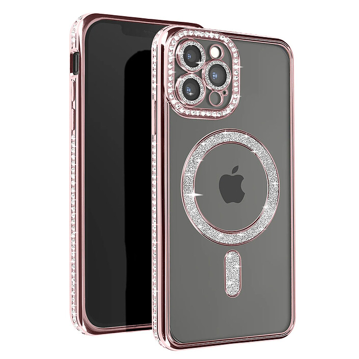 Avizar Coque Diamant pour iPhone 12 Pro Max Protection MagSafe Contour Strass