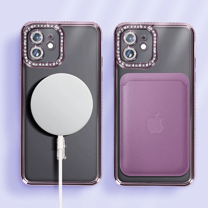 Avizar Coque Diamant pour iPhone 12 Protection MagSafe Contour Strass pas cher