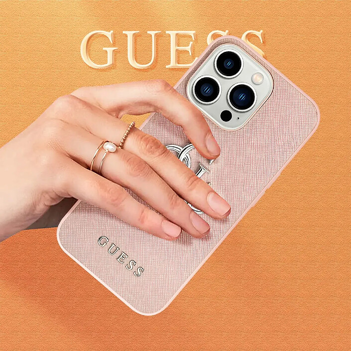 Avis Guess Coque pour Apple iPhone 13 Pro PU Saffiano 4G Rose