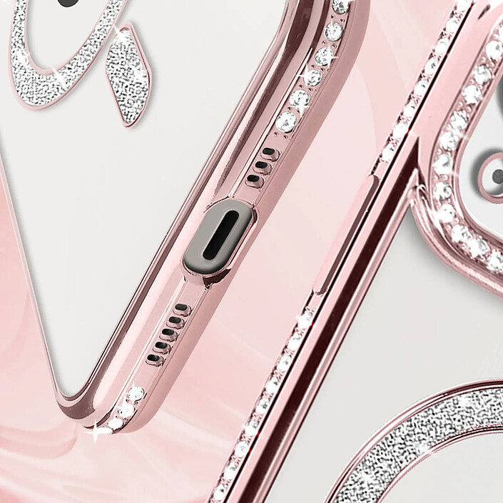 Acheter Avizar Coque Diamant pour iPhone 13 Protection MagSafe Contour Strass Rose champagne