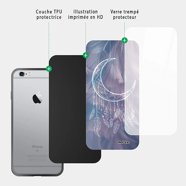 Acheter Evetane Coque en verre trempé iPhone 6 Plus / 6S Plus Lune Attrape Rêve .