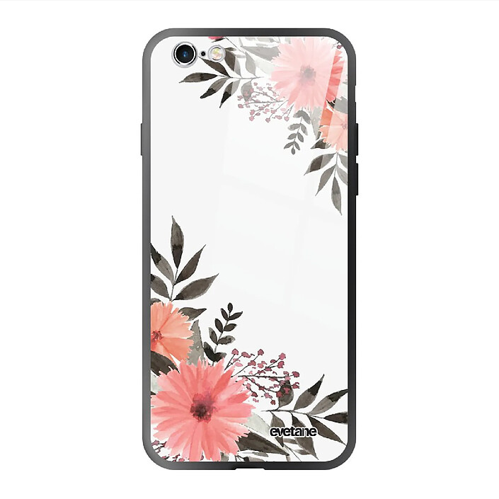 Evetane Coque en verre trempé iPhone 6/6S Fleurs roses .