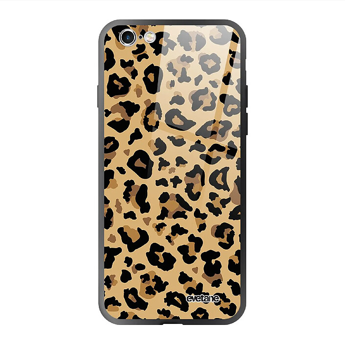 Evetane Coque en verre trempé iPhone 6 Plus / 6S Plus Léopard Beige .