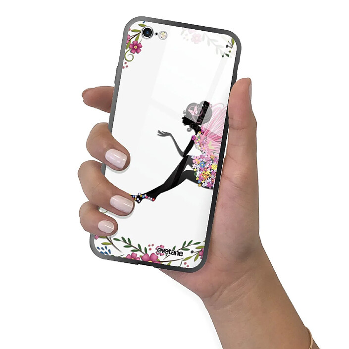 Evetane Coque en verre trempé iPhone 6 Plus / 6S Plus Fée Fleurale . pas cher